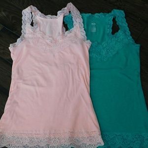 Two pretty lace tops size large